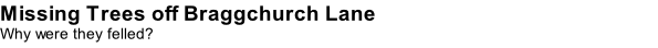 Missing Trees off Braggchurch Lane Why were they felled?
